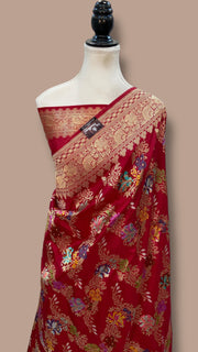 Ektara Pure Katan Silk Banarasi Handloom Saree - All over kadiyal Jaal work - The Handlooms