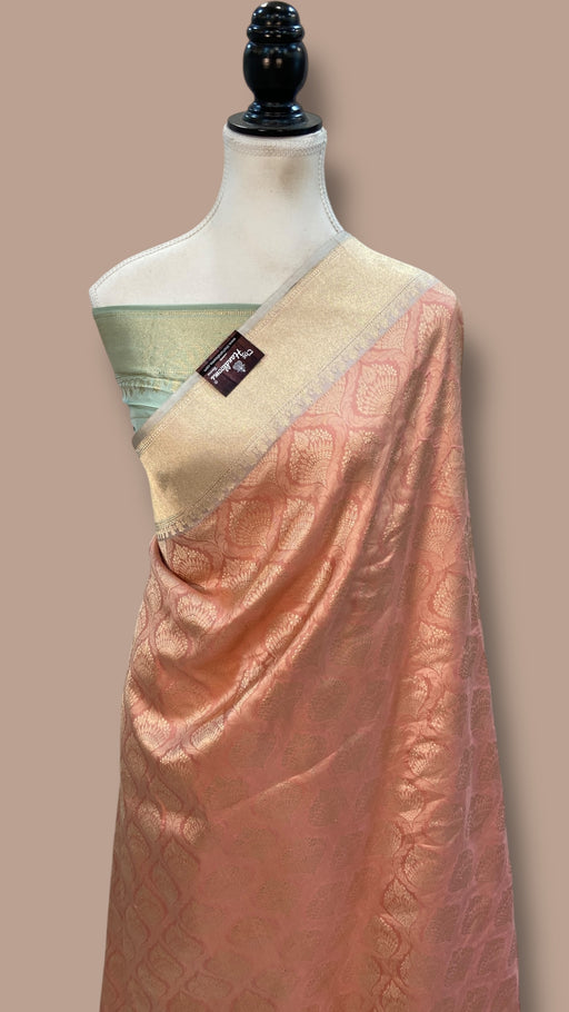 Regal Pure Katan Silk Banarasi Saree – Handwoven Tanchui Brocade with Meenakari Work - The Handlooms
