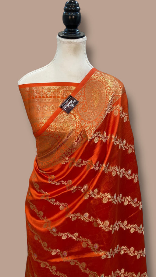 Pure Mango Silk Banarasi Handlokom Saree - The Handlooms