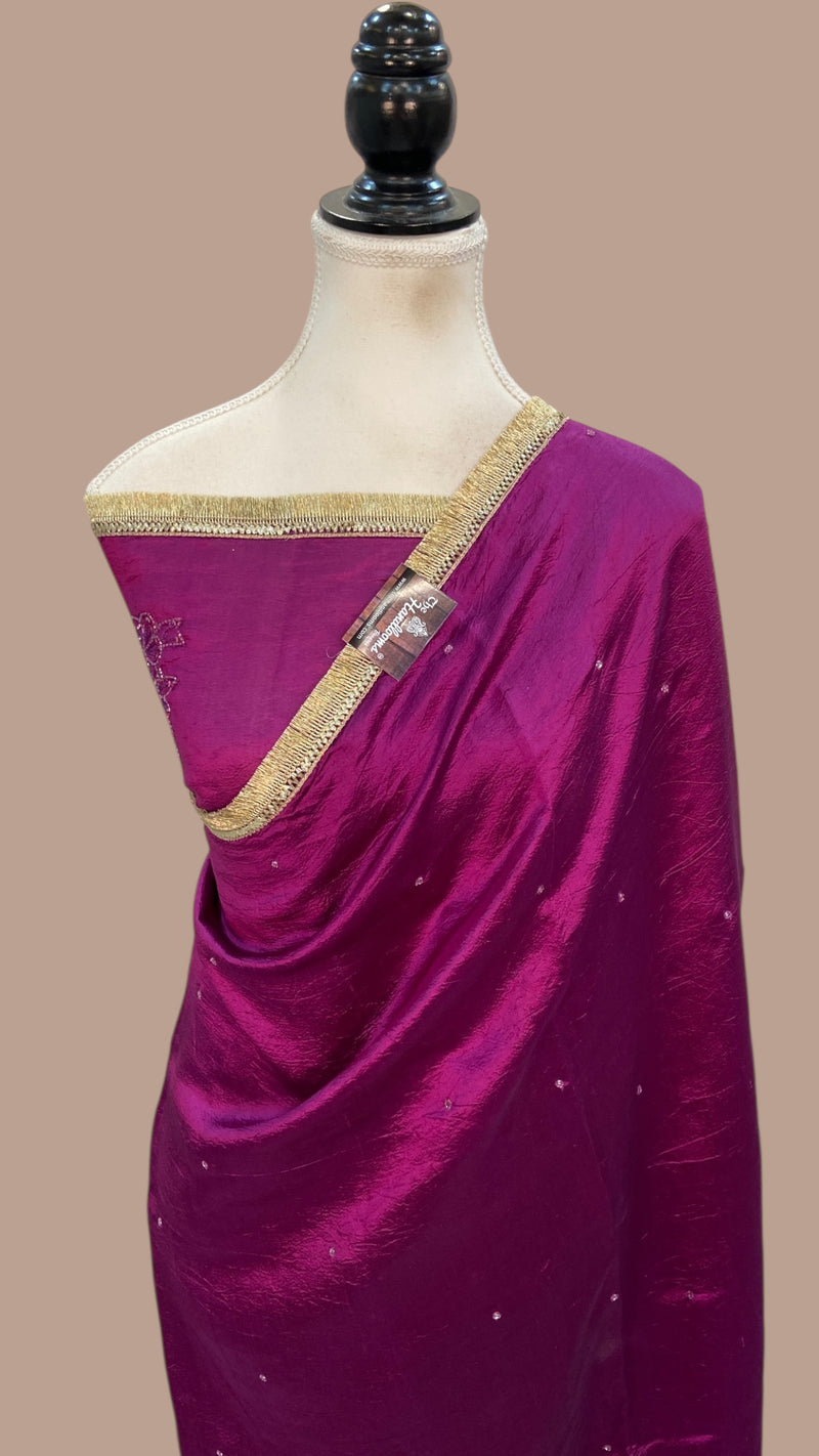 Pure Dupion Silk Handloom Banarasi Saree - Handwork