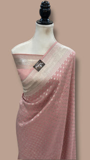 Pure Georgette Linen Banarasi Handloom Saree - The Handlooms
