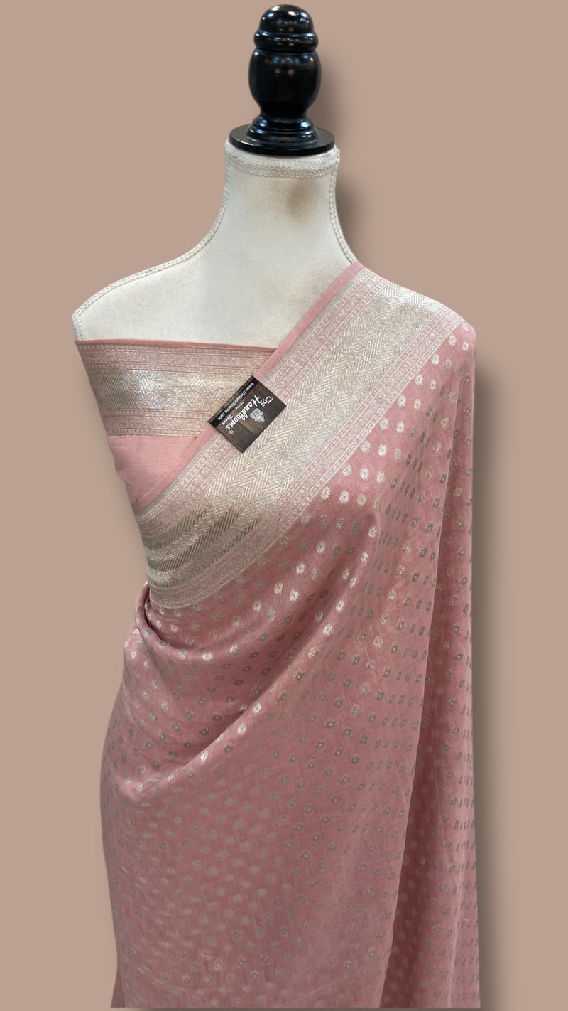 Pure Georgette Linen Banarasi Handloom Saree - The Handlooms
