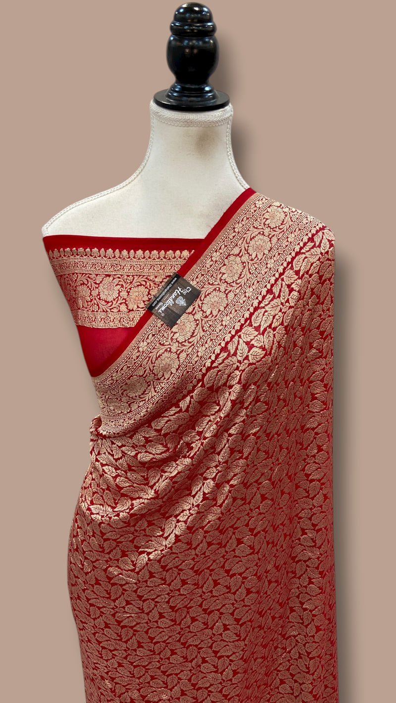 Khaddi Georgette Handloom Banarasi Saree - Tanchui Brocade - The Handlooms