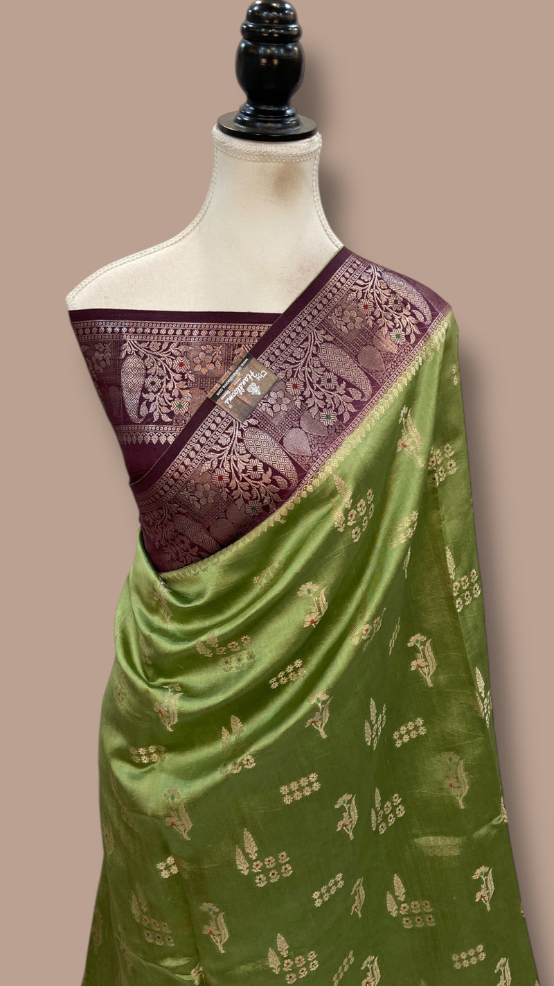 Pure Mango Silk Banarasi Handloom Saree - The Handlooms