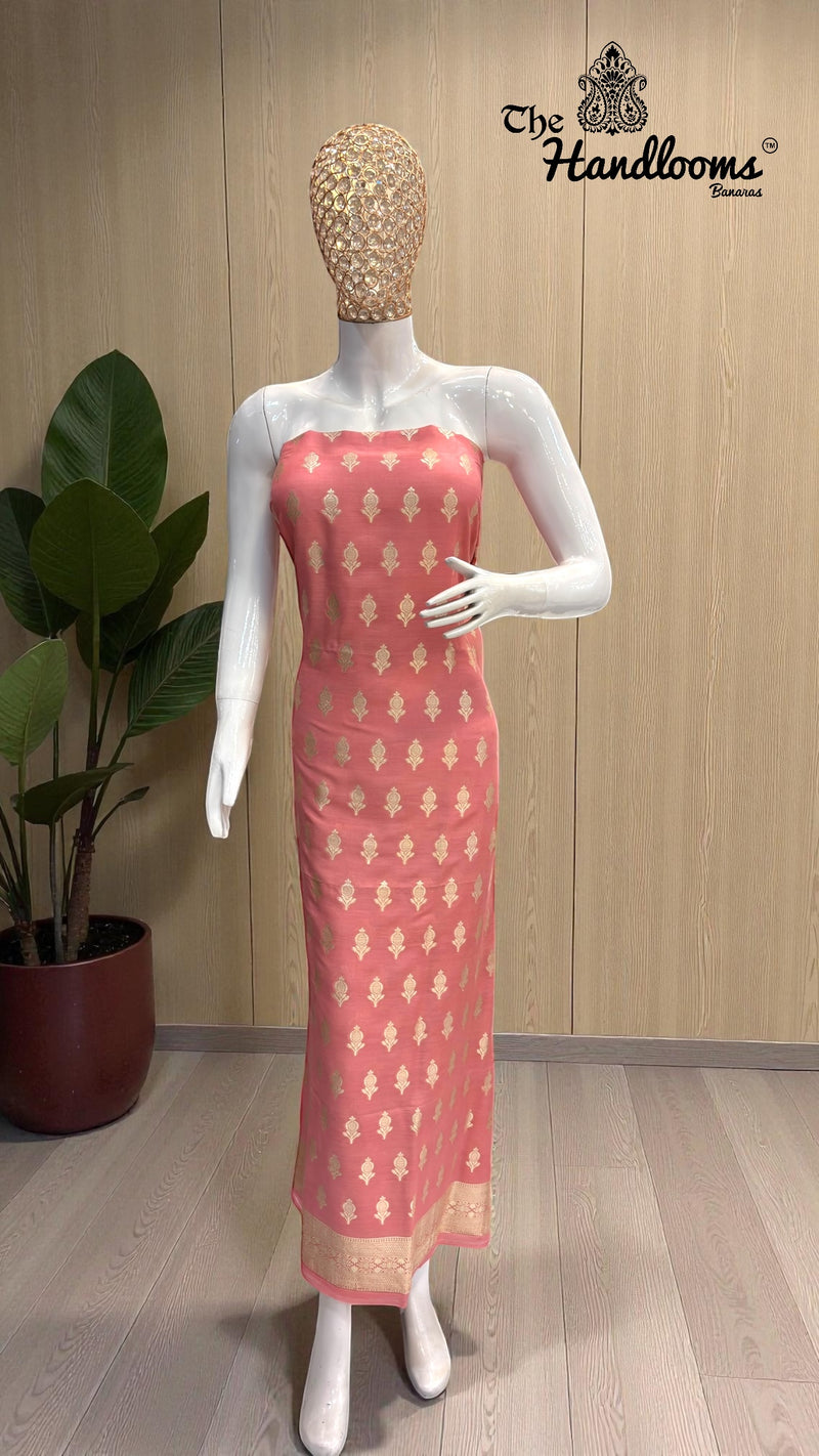 Pure Moonga Georgette Banarasi Dress material - The Handlooms