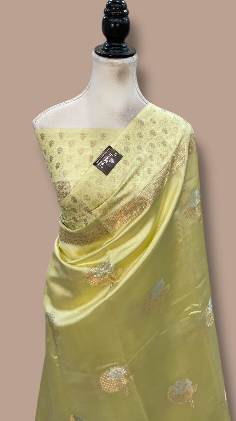 Pure Mango Silk Banarasi Handlokom Saree