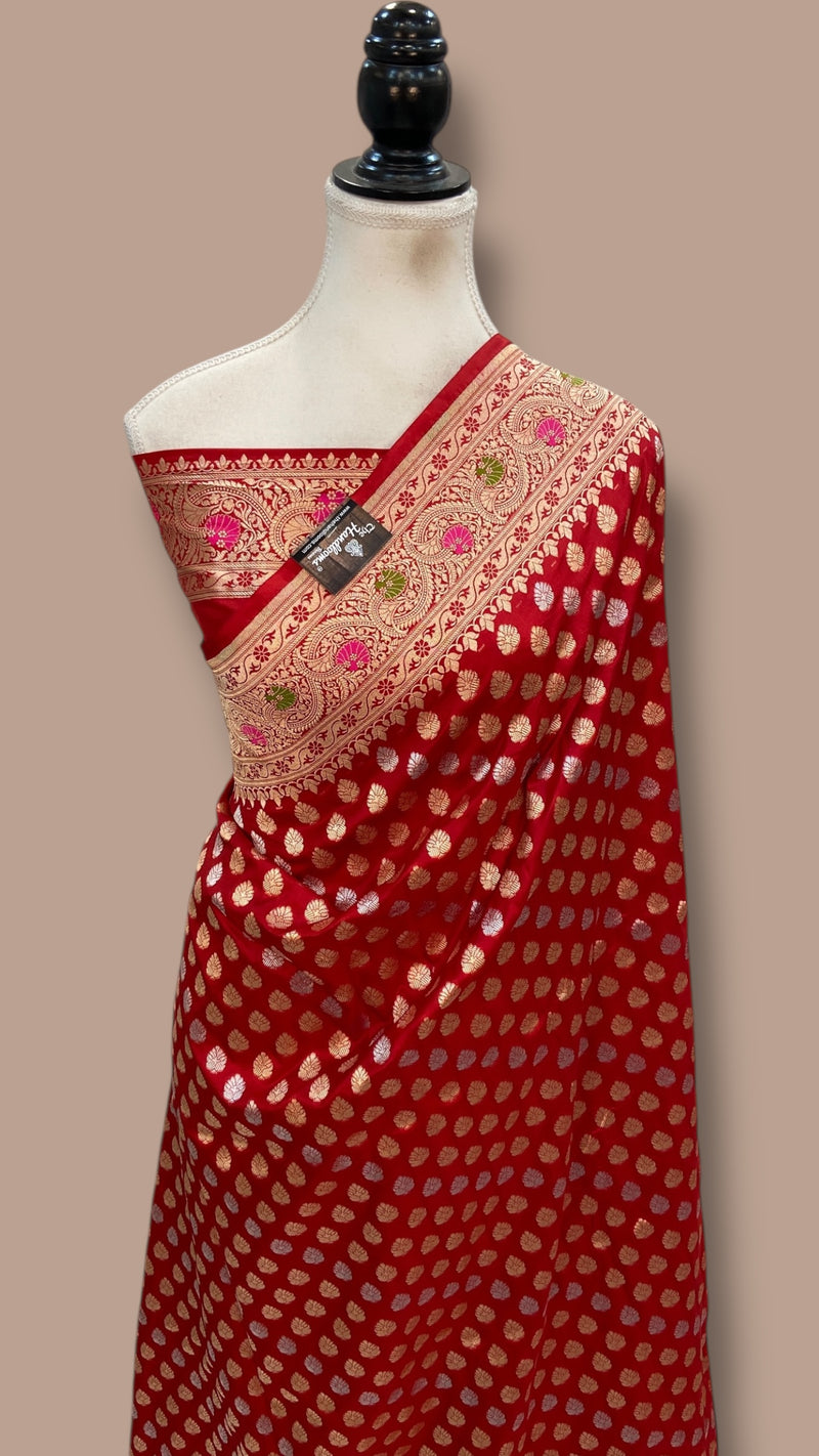 Pure Katan Silk Banarasi Handloom Saree - All Over Sona Roopa Jaal Work