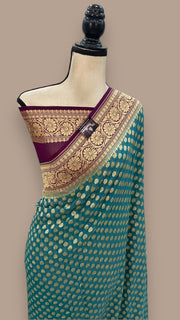 Pure Khaddi Georgette Banarasi Saree -  Gold zari - The Handlooms
