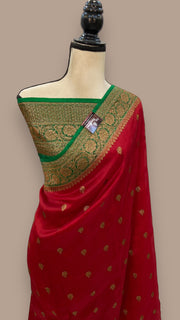 Red Pure Kora Handloom Banarasi Saree - The Handlooms
