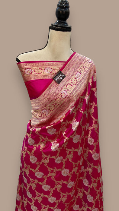 Pure Katan Silk Banarasi Handloom Saree - All over Sona Roopa Jaal work