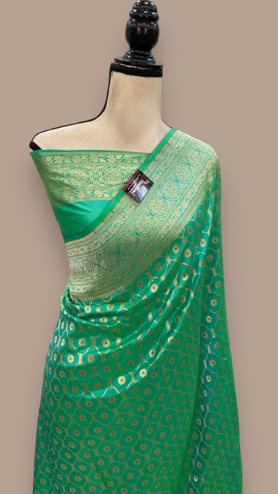 Pure Katan Silk Banarasi Handloom Saree - All over Jaal work with Meenakari