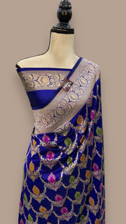 Pure Katan Silk Banarasi Handloom Saree - All over Jaal work - With Meenakari - The Handlooms