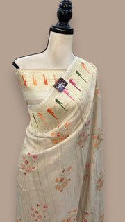 Tussar Georgette Handloom Banarasi Saree With Meenakari - The Handlooms