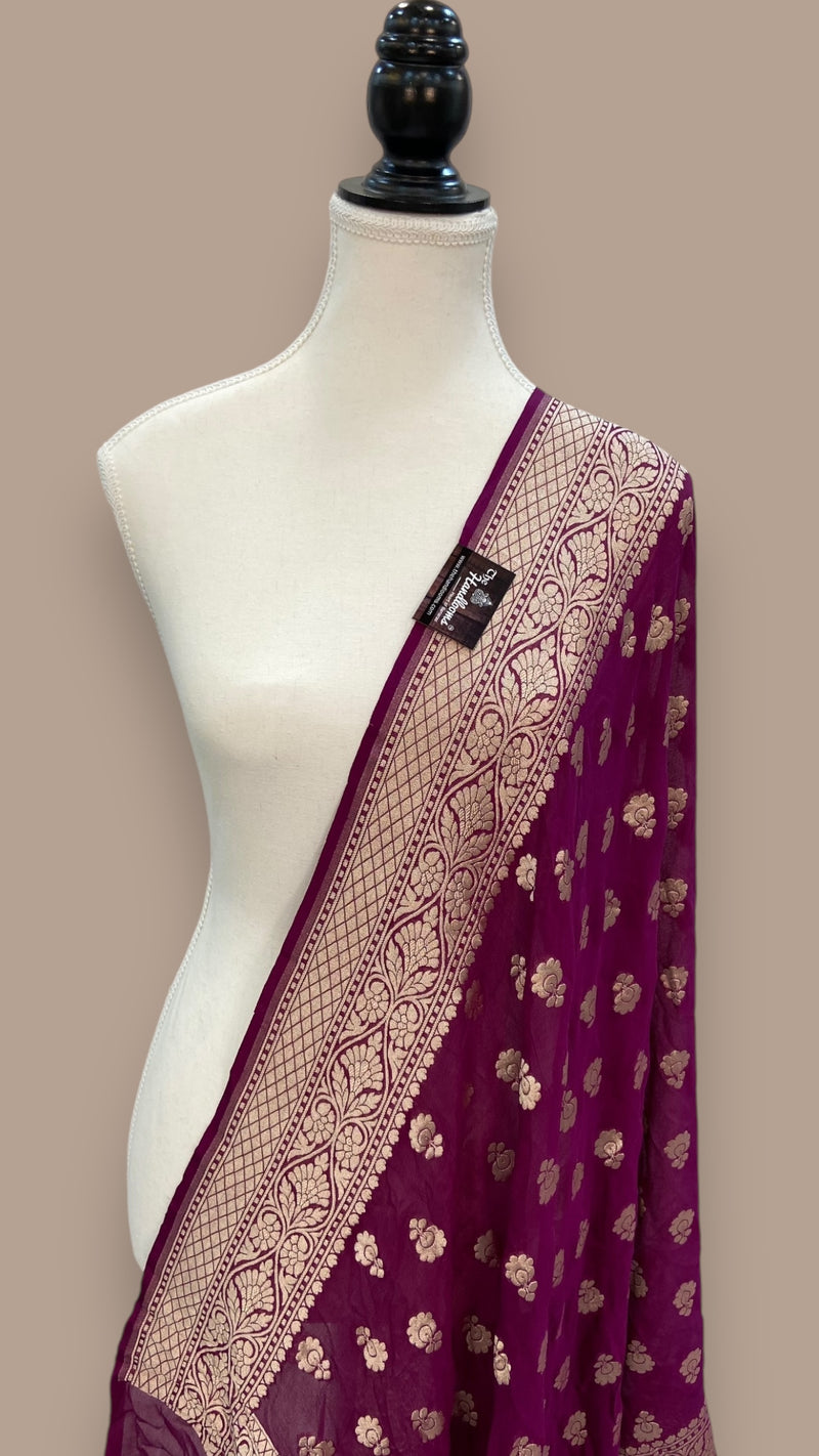 Khaddi Georgette Handloom Banarasi Dupatta - The Handlooms