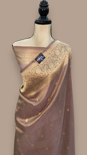 Pure tissue Katan Silk Banarasi Handloom Saree - All over Kadua motifs - The Handlooms