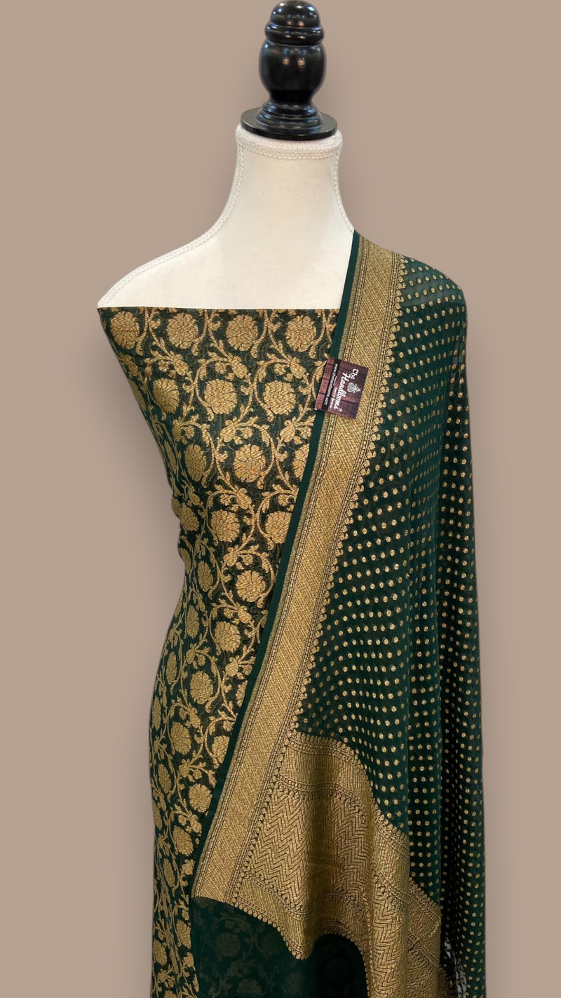 Pure Khaddi Georgette Handlooms Banarasi Dress material - The Handlooms