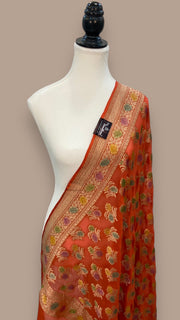Khaddi Georgette Handloom Banarasi Dupatta - The Handlooms