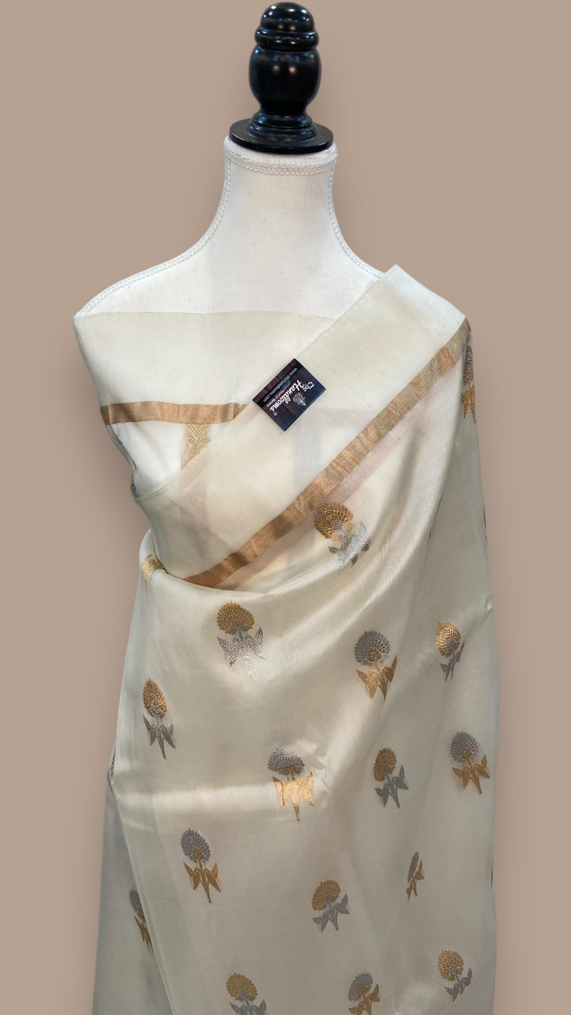 Pure Kora Handloom Banarasi Saree - The Handlooms