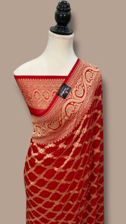 Pure Khaddi Georgette Banarasi Saree -  Gold zari - The Handlooms