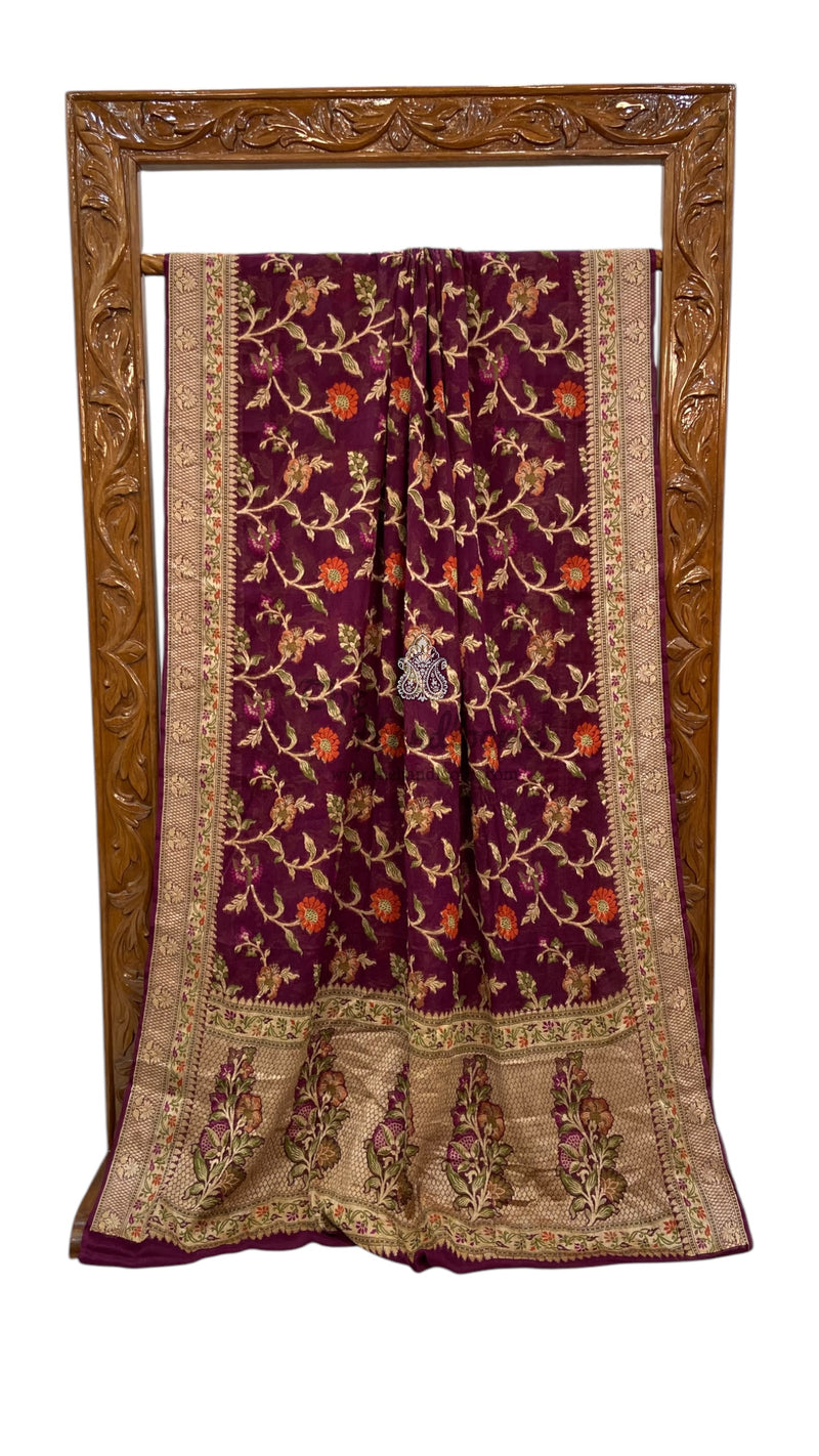 Pure Chiffon Khaddi Banarasi Saree - The Handlooms