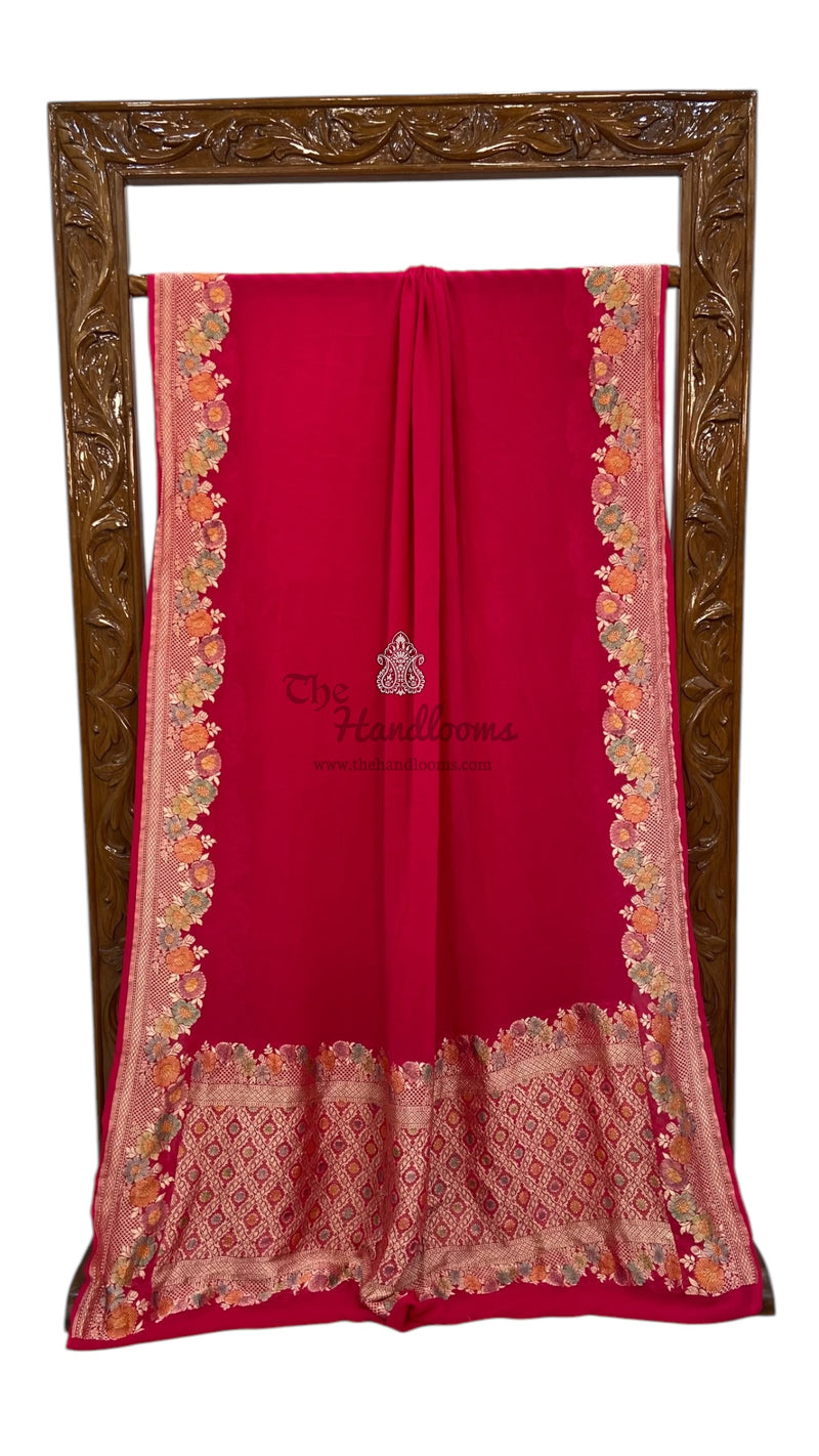 Pure Khaddi Georgette Banarasi Saree - water zari - The Handlooms