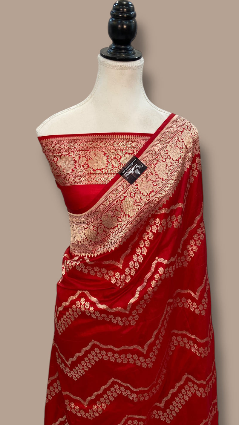 Pure Katan Silk Banarasi Handloom Saree - All over Jaal work - The Handlooms