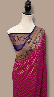 Khaddi Georgette Handloom Banarasi Saree - Antique Zari - The Handlooms