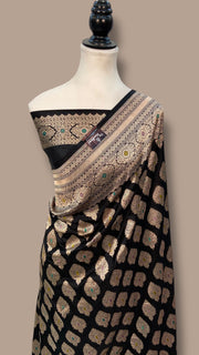 Pure Katan Silk Banarasi Handloom Saree - All over Jaal Work With Meenakari - The Handlooms