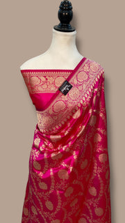 Pure Katan Silk Banarasi Handloom Saree - All over Jaal work - The Handlooms