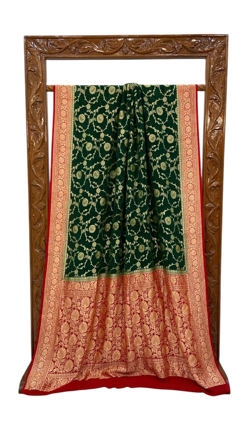 Pure Khaddi Georgette Banarasi Saree -  Gold zari - The Handlooms