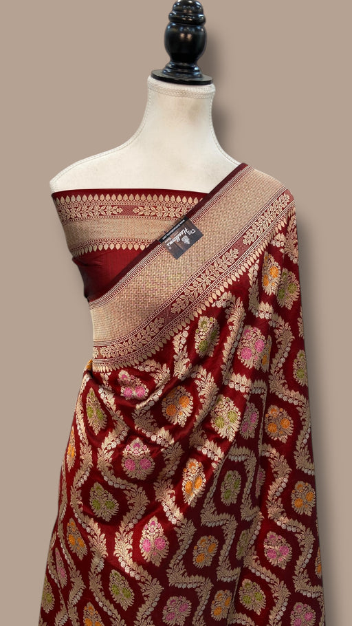 Pure Katan Silk Banarasi Handloom Saree - All over Jaal work With Meenakari - The Handlooms