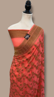 Pure Khaddi Georgette Handloom Banarasi Saree - The Handlooms