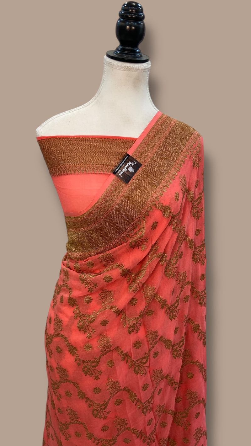 Pure Khaddi Georgette Handloom Banarasi Saree - The Handlooms