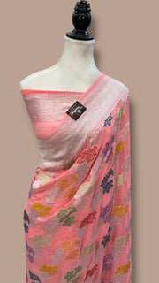 Pure Khaddi Georgette Handloom Banarasi Saree - All over Jaal Work With Meenakari - The Handlooms