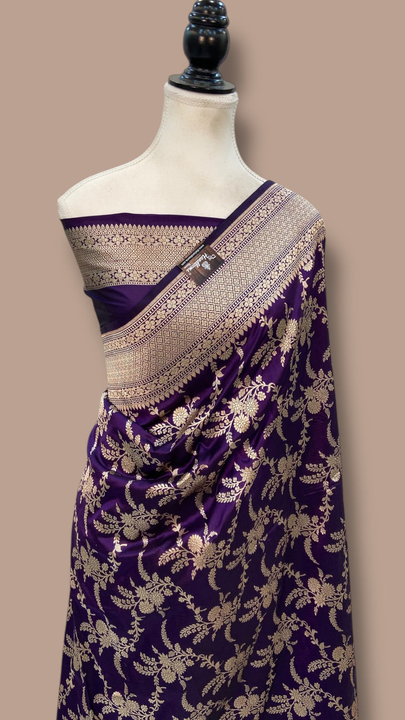 Pure Katan Silk Banarasi Handloom Saree - All over jaal work - The Handlooms