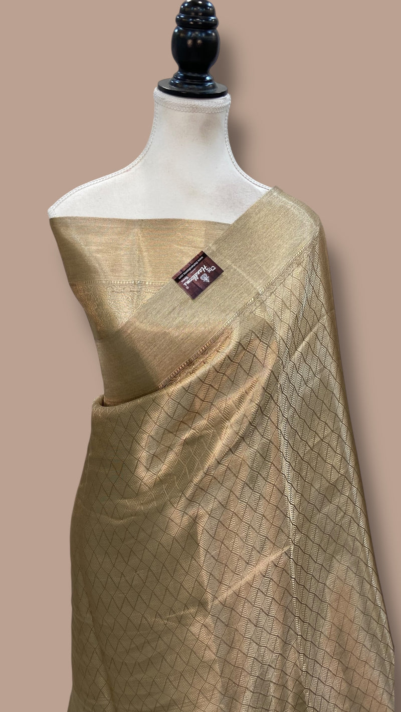 Pure Kora Tissue Tanchui Handloom Banarasi Saree - The Handlooms