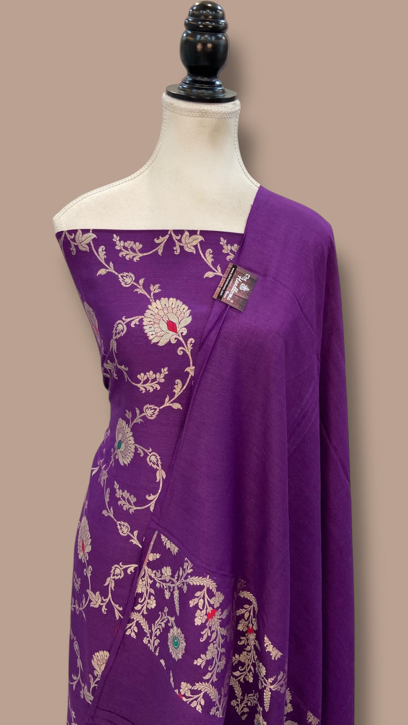Pure Moonga Silk Banarasi Dress Material - The Handlooms