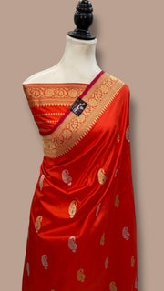 Pure Katan Silk Banarasi Handloom Saree - All Over Sona Roopa Kafua Motifs - The Handlooms