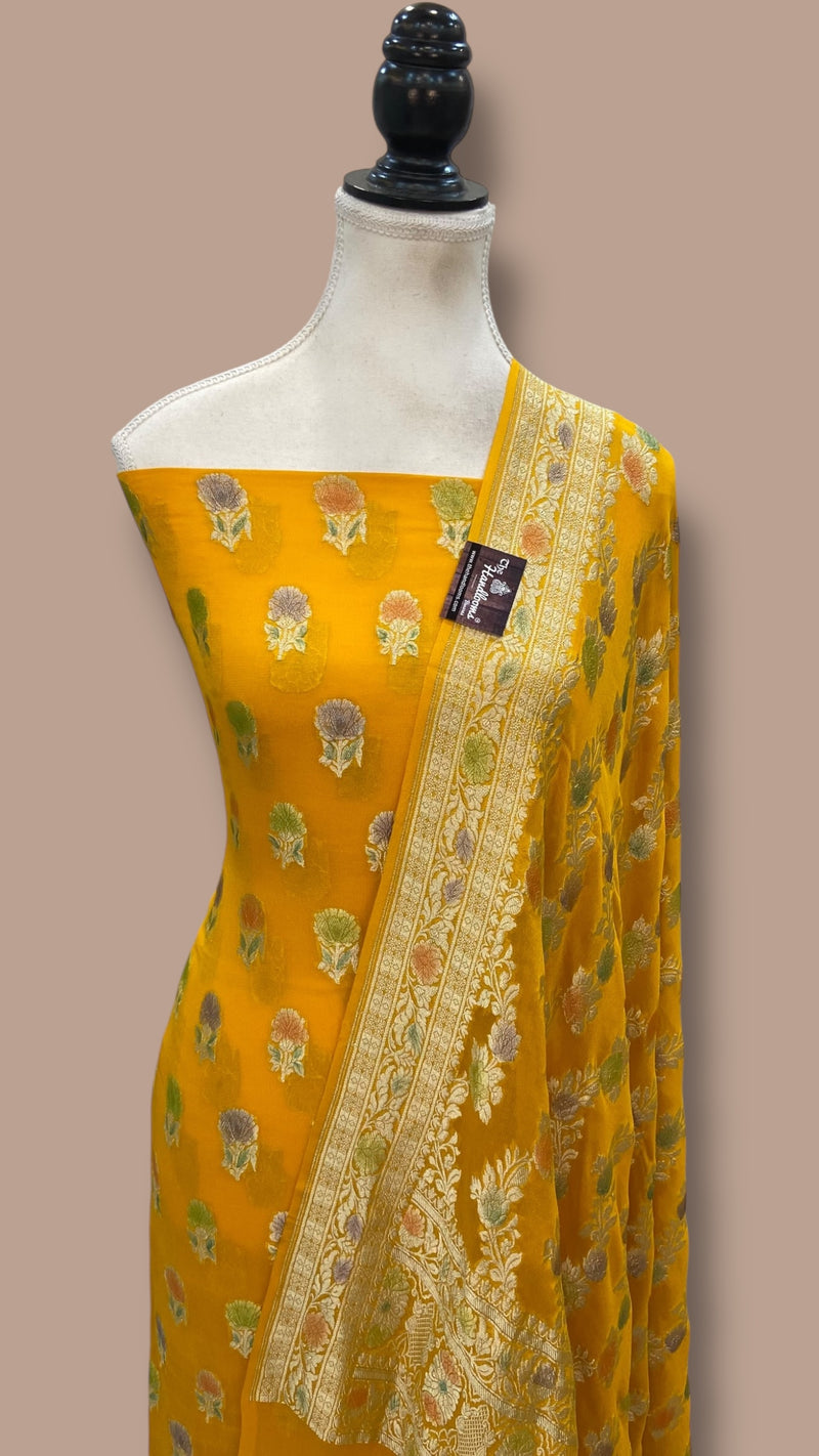 Khaddi Georgette Banarasi Dress material Water Zari - The Handlooms