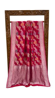 Pure Khaddi Georgette Handloom Banarasi Saree - All over Jaal Work With Meenakari - The Handlooms