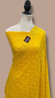 Pure Georgette Banarasi Chikankari Dress material - The Handlooms