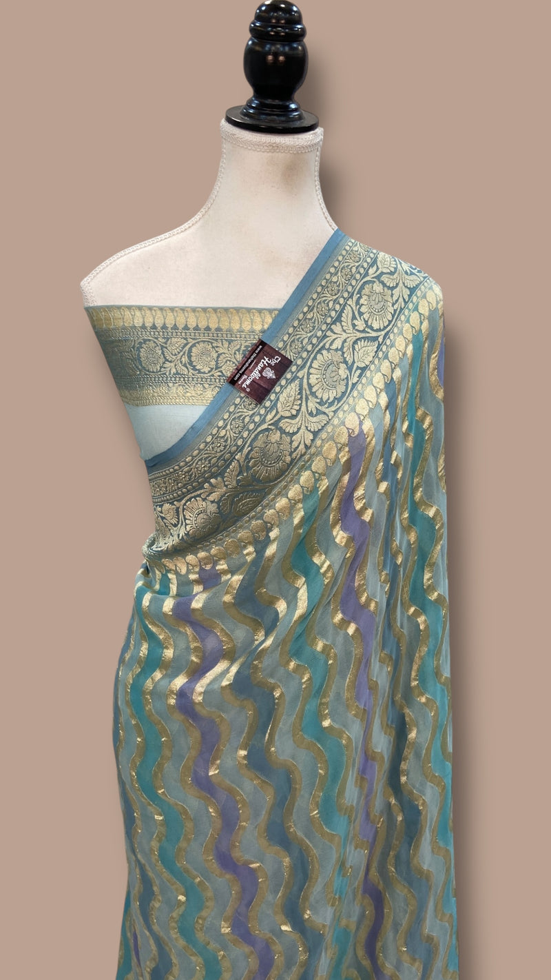 Pure Khaddi Georgette Handloom Banarasi Saree - The Handlooms