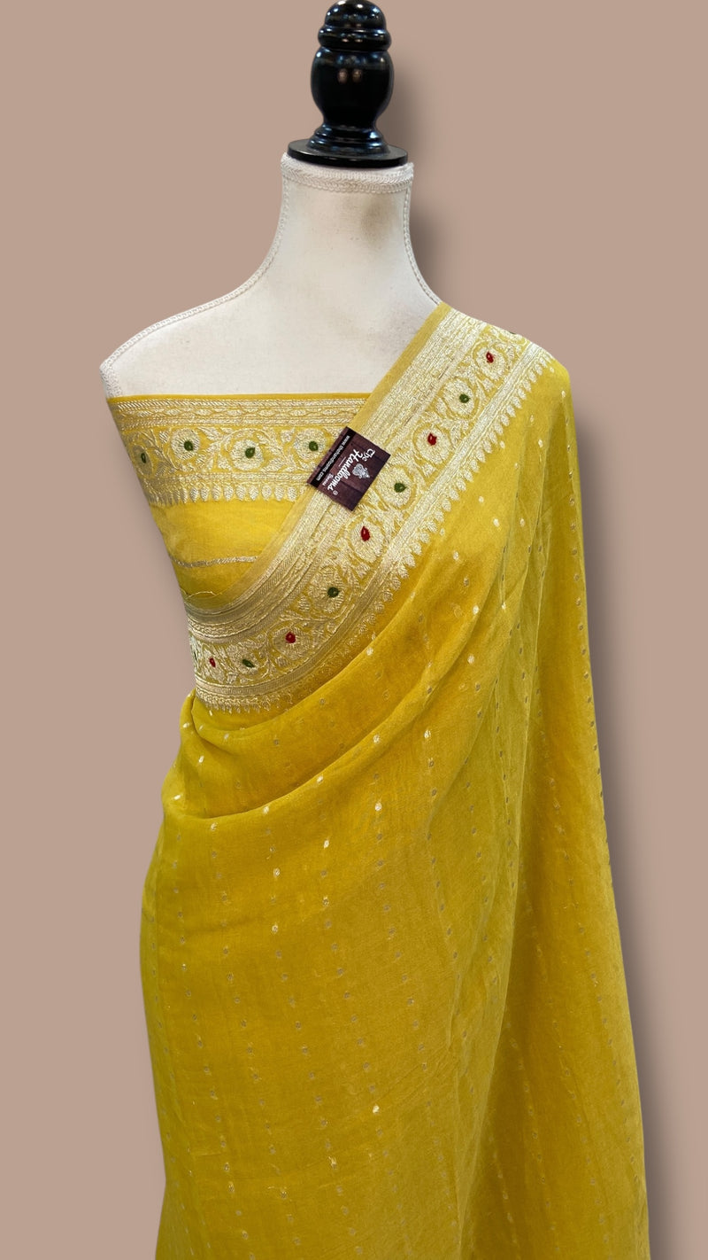Pure Georgette Tissue Handloom Banarasi Saree - The Handlooms