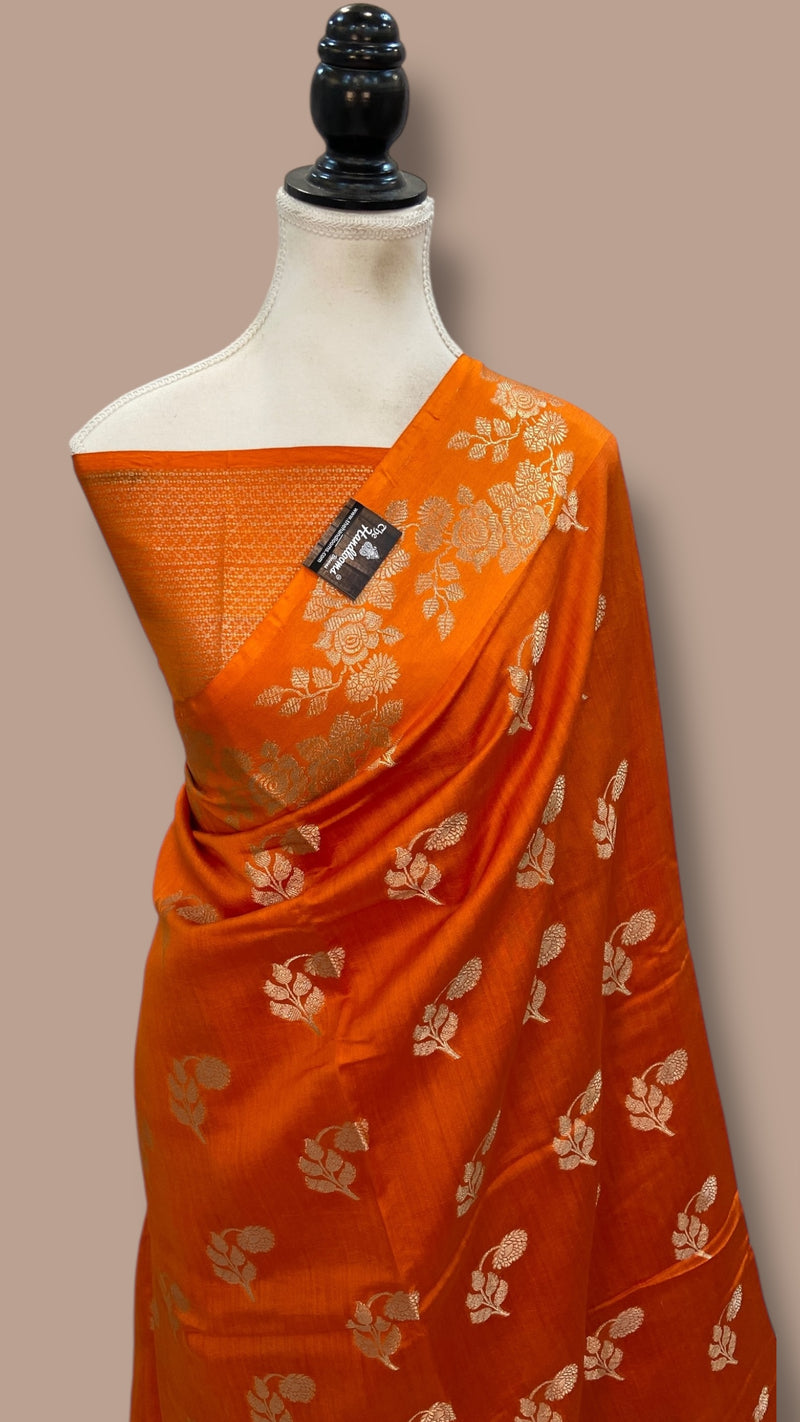 Pure Mango Silk Banarasi Handloom Saree - The Handlooms