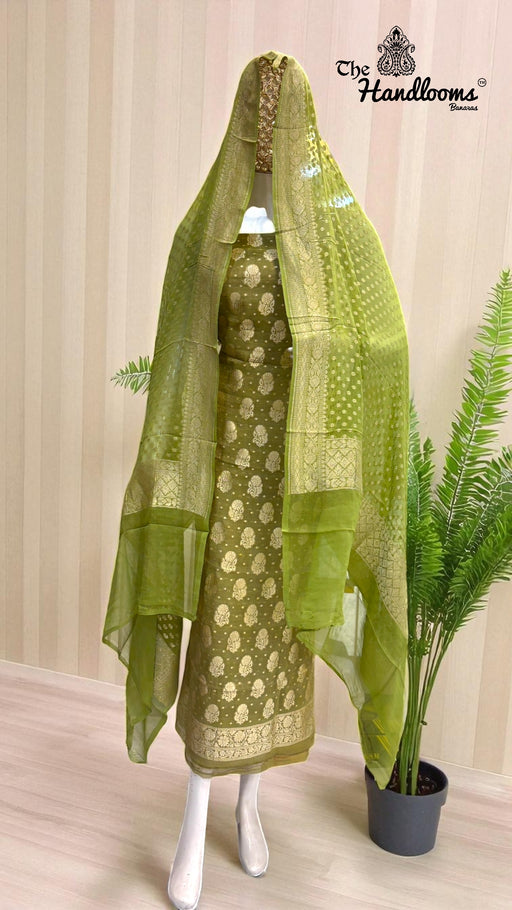 Tissue Khaddi Georgette Banarasi Dress material - The Handlooms