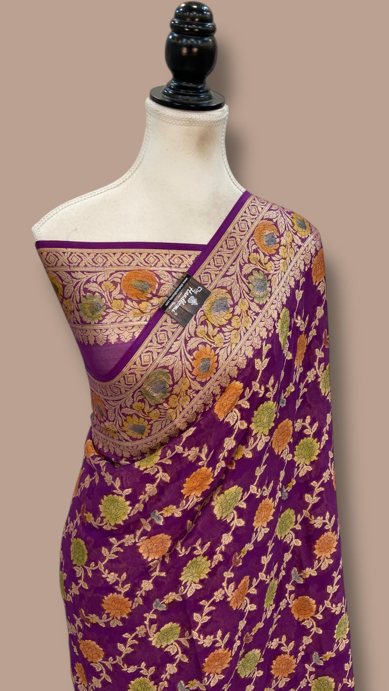 Pure Chiffon Khaddi Banarasi Saree - The Handlooms