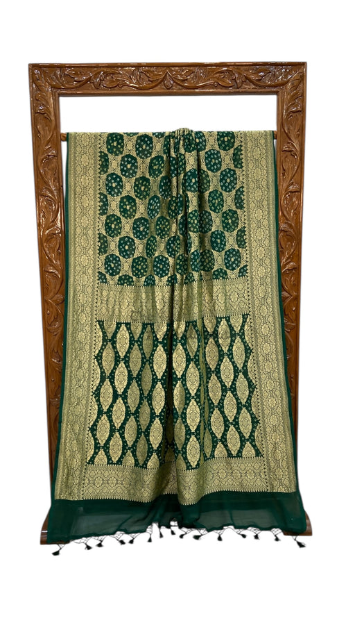 Pure Georgette Banarasi Bandhej Handloom Saree - The Handlooms
