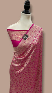 Khaddi Georgette Handloom Banarasi Saree - Tanchui Brocade - The Handlooms