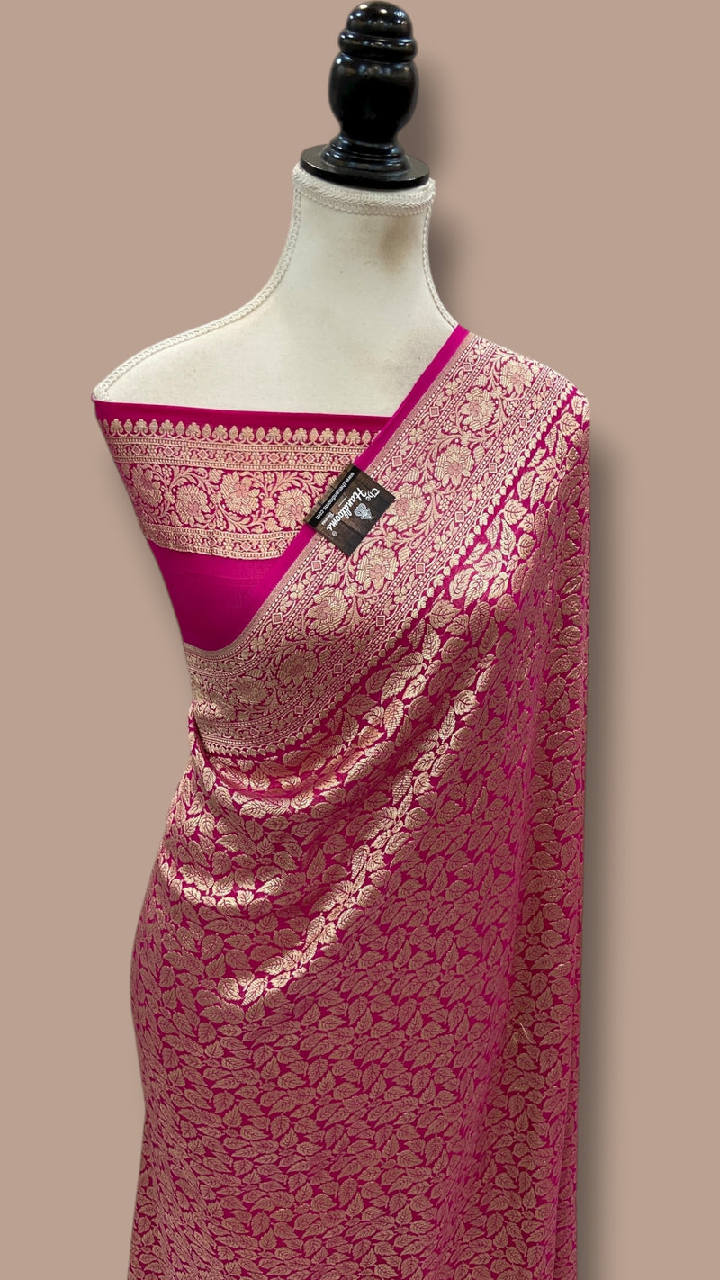 Khaddi Georgette Handloom Banarasi Saree - Tanchui Brocade - The Handlooms