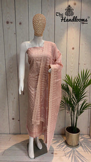 Pure Tussar Chikankari Handloom Banarasi Dress Material - The Handlooms